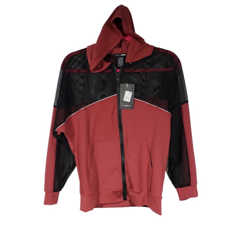 Fashion Nova Women's sz Small/Medium Lightweight Zip front Hooded Jacket NWT